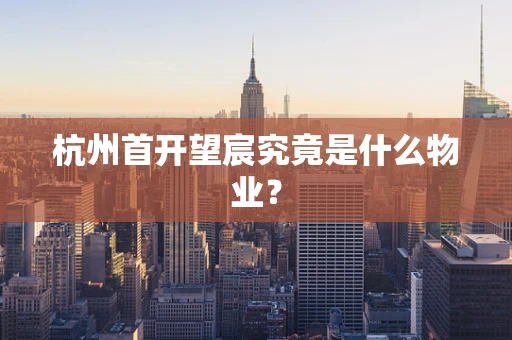 杭州首开望宸究竟是什么物业？
