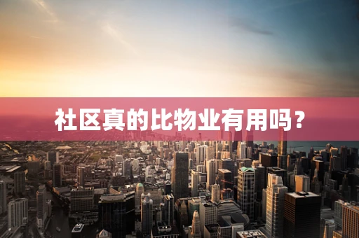 社区真的比物业有用吗？