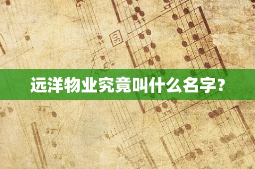 远洋物业究竟叫什么名字？