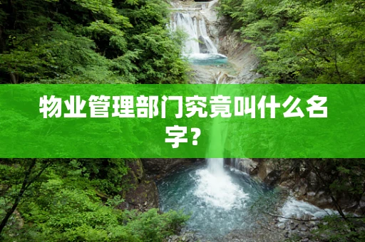 物业管理部门究竟叫什么名字？